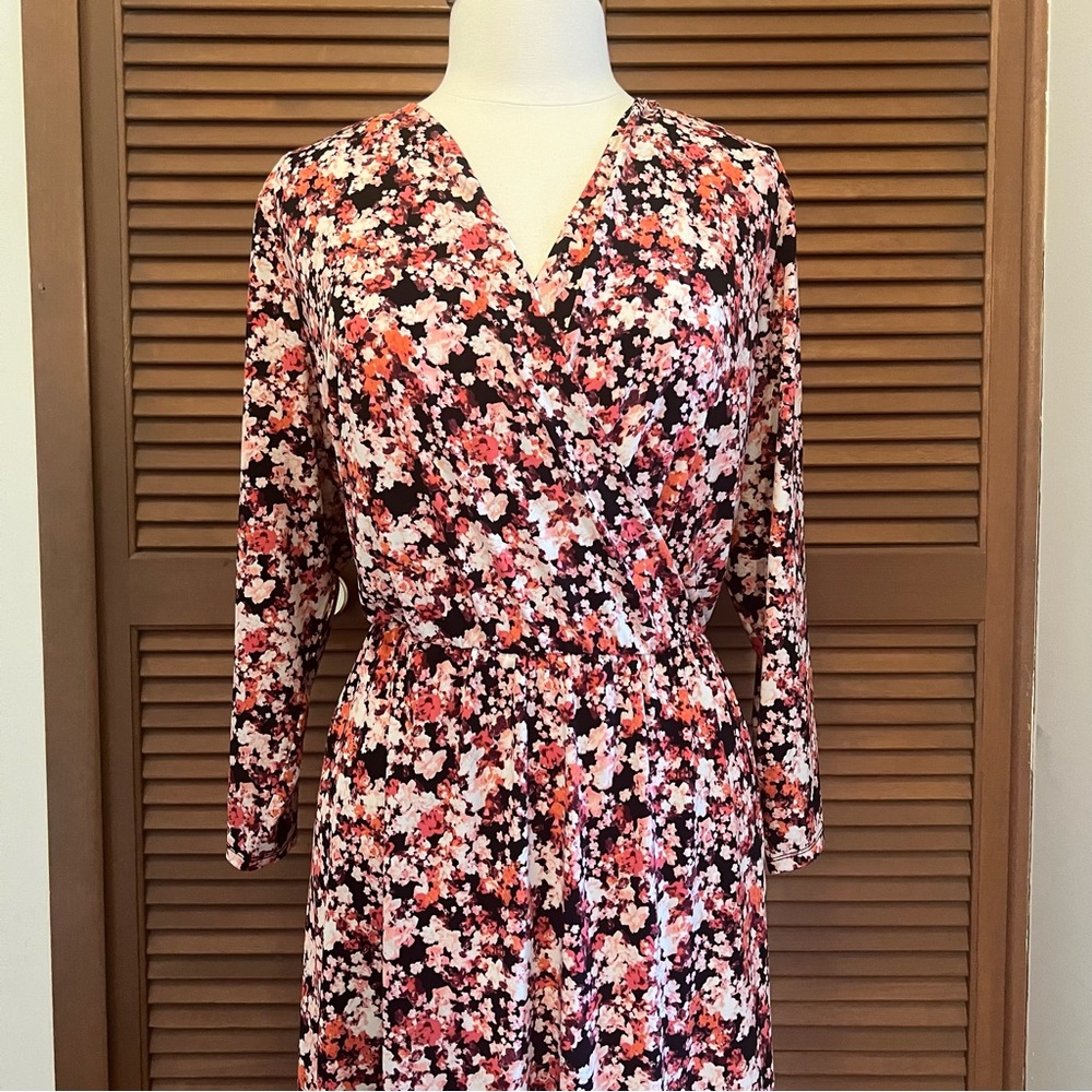 Lane Bryant Pink and Black Floral faux wrap Dress 22/24 petite plus size - Picture 15 of 15